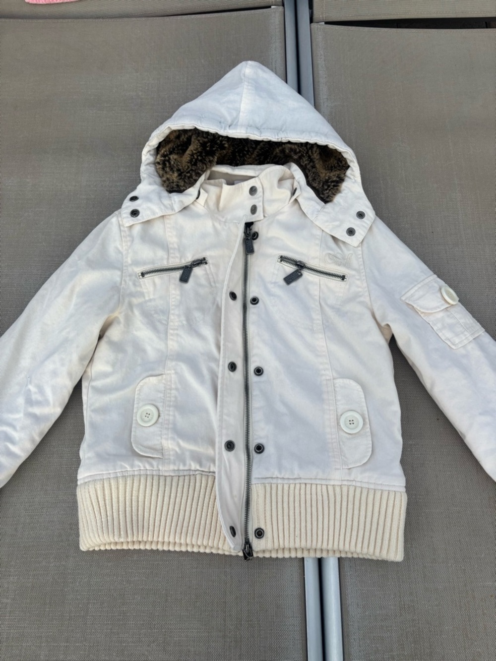 O’Neill Cream Hooded Jacket w/ Faux Fur Lining (Size S)
